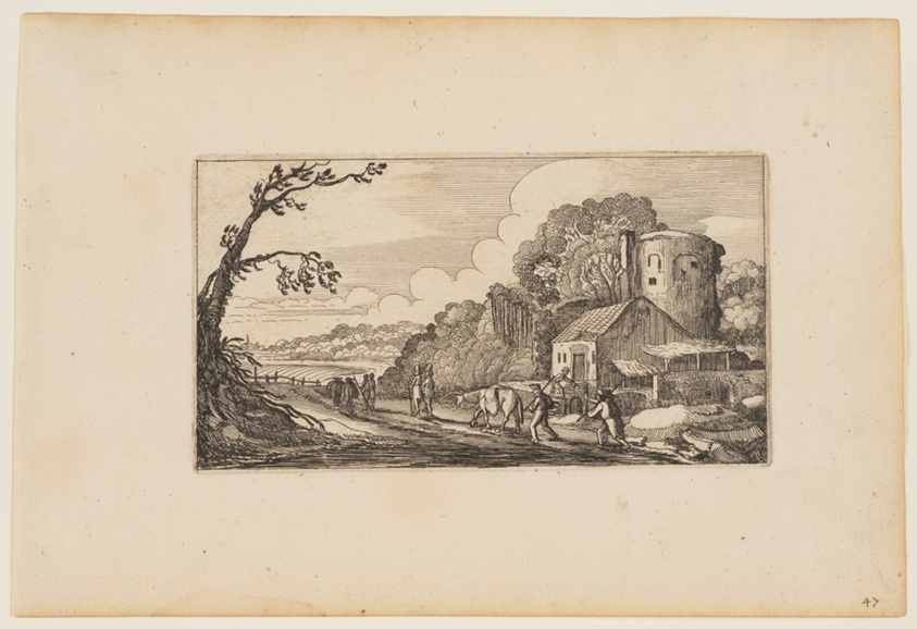 Path to Left of a Farm Dominated by a Round Tower, from Twelve landscapes with Figures