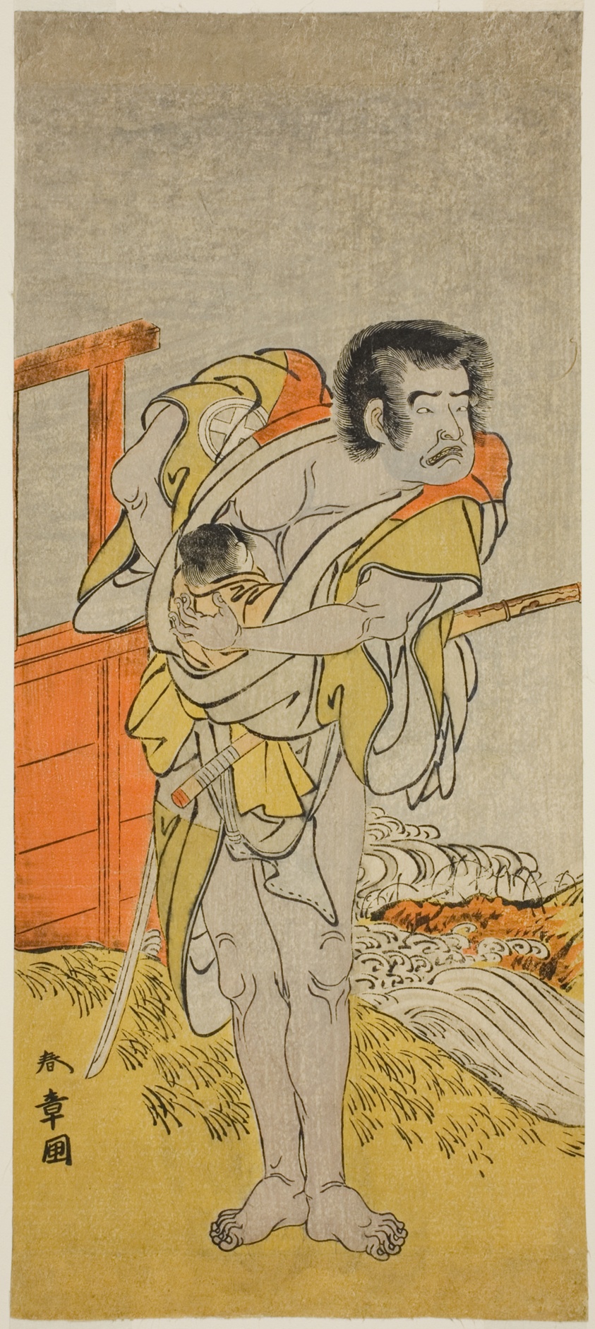 The Actor Otani Tomoemon I as Kasahari Hokkyo in the Play Kazoe Uta Ta Ue Soga, Performed at the Nakamura Theater in the First Month, 1776