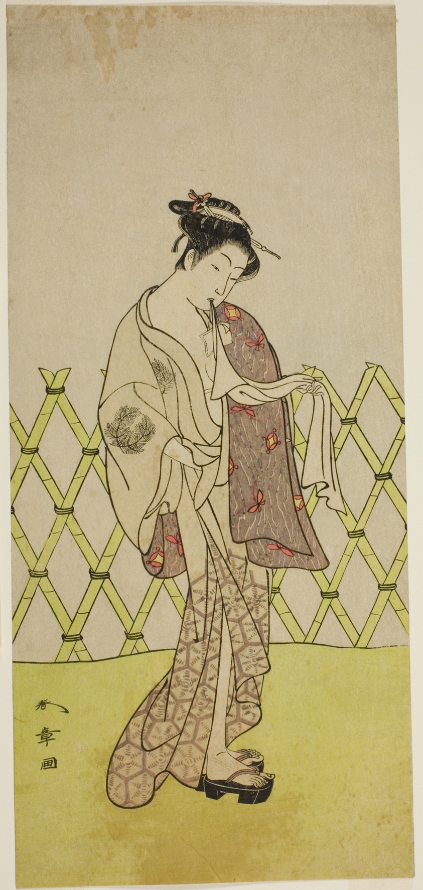 The Actor Nakamura Riko I as Hakata no Kojoro (?) in the Play Shitenno-ji Nobori Kuyo, Performed at the Ichimura Theater in the Eighth Month, 1773