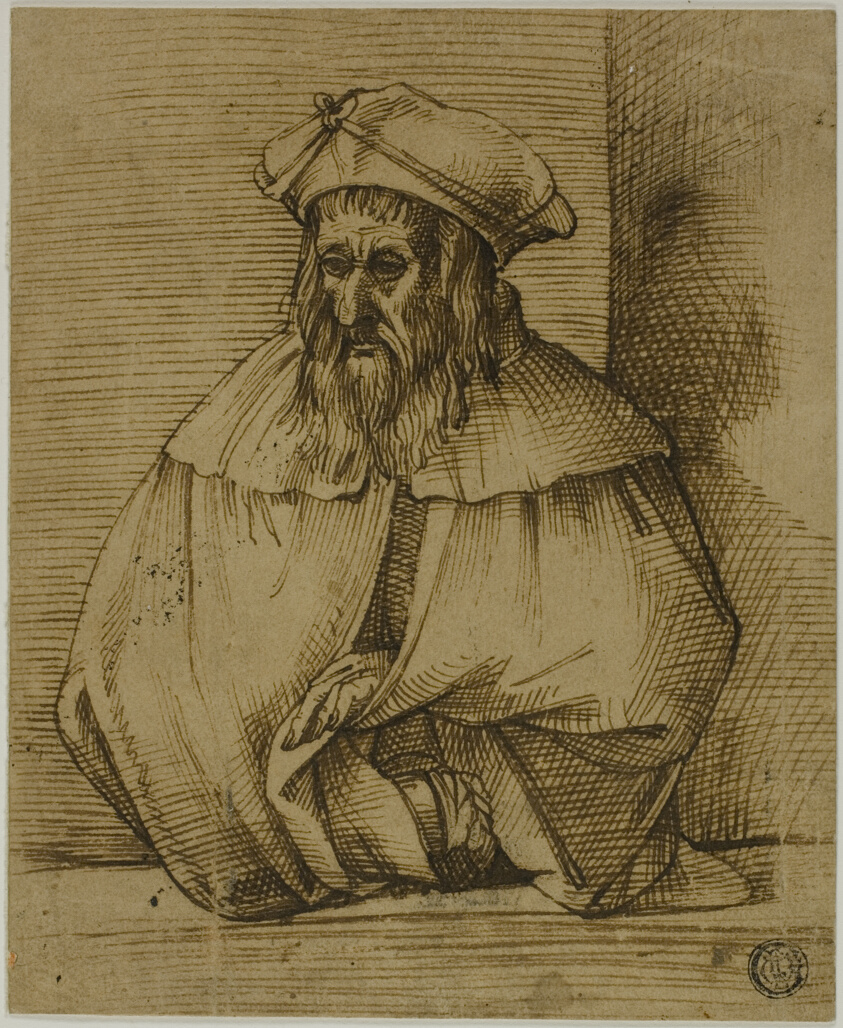 Half-Length Sketch of a Gentleman Wearing Hat and Cape