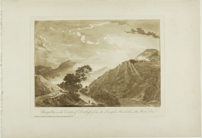 Llangollin in the County of Denbigh, from the Turnpike Road Above the River Dee, plate four from Twelve Views in North Wales