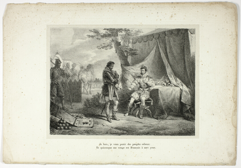 Henri III sends Henri de Bourbon to the Queen of England, plate one from La Henriade
