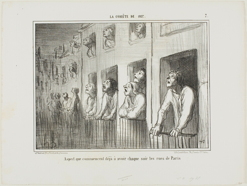 The streets of Paris are beginning to look like this every night, plate 7 from La Cométe De 1857