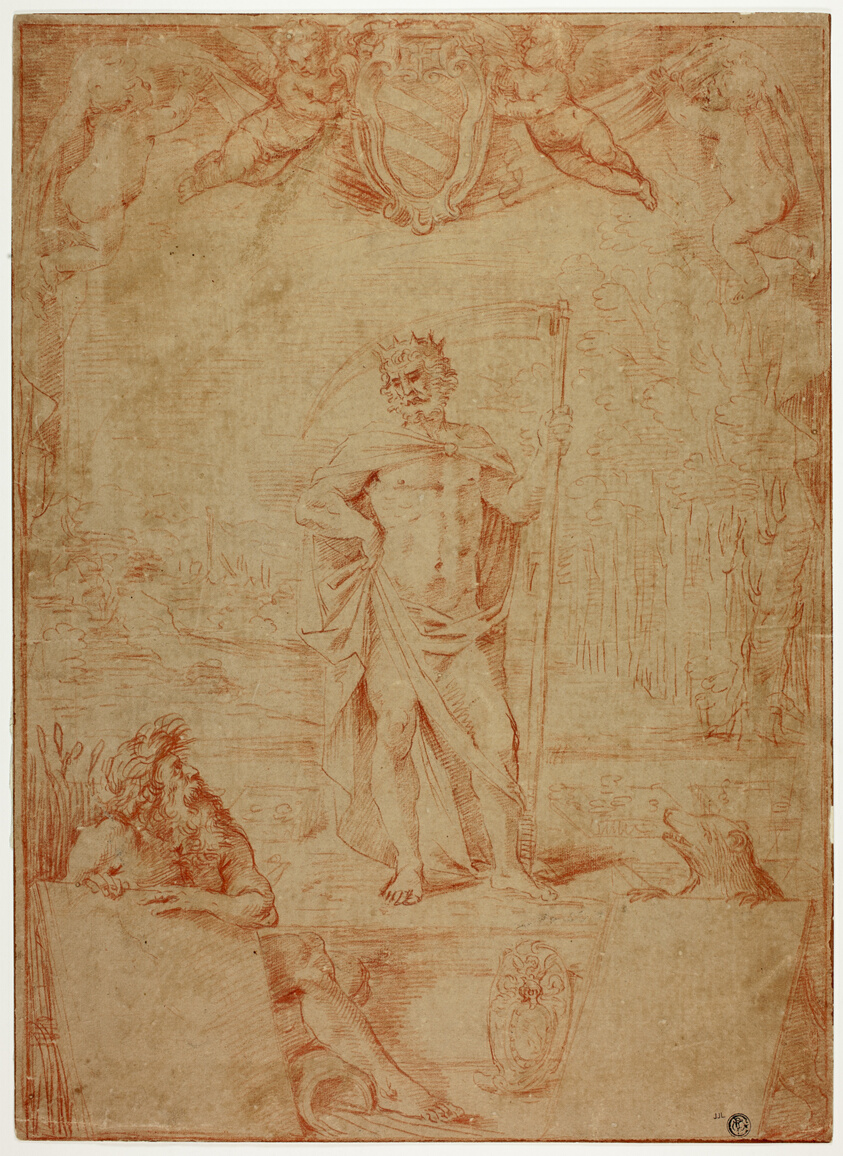 Study for Saturn Presiding over the City of Bologna, with the Arms of Cardinal Giulio Sacchetti