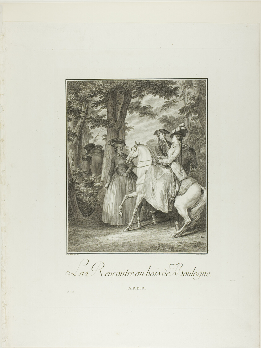 La Recontre au bois de Boulogne (Meeting in the Woods of Boulogne, from from Monument du Costume Physique et Moral de la fin du Dix-huitième siècle)
