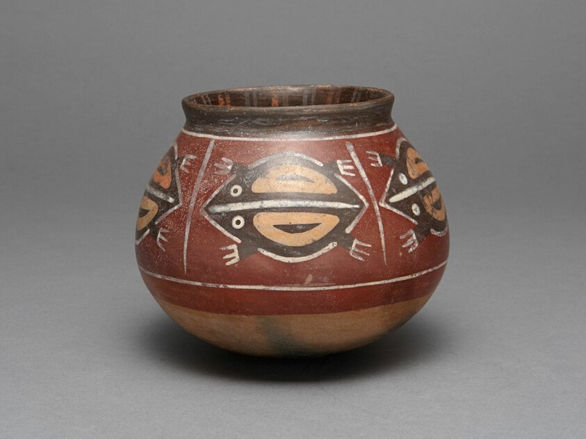 Jar Depicting Abstract Frogs
