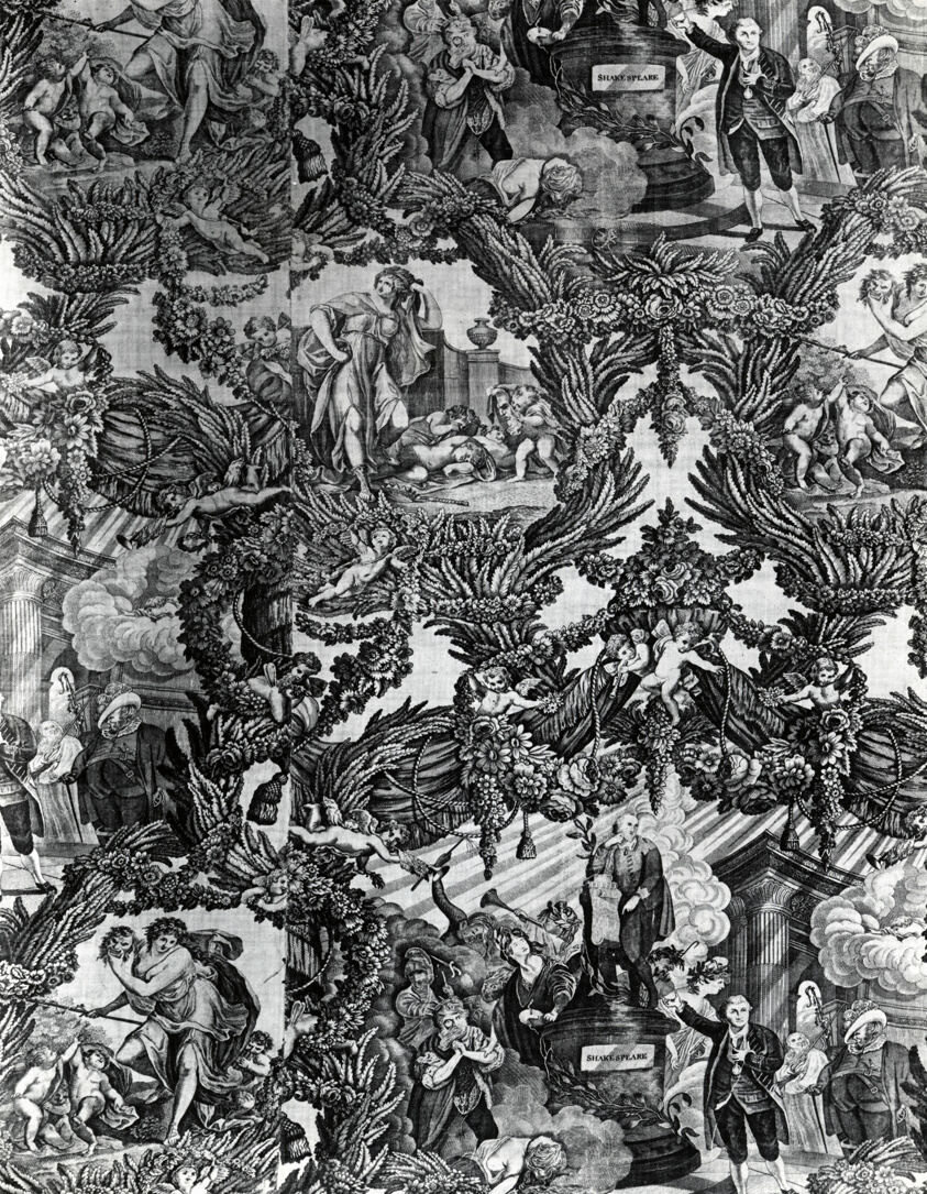 Garrick and Shakespeare with Tragedy and Comedy (Furnishing Fabric)