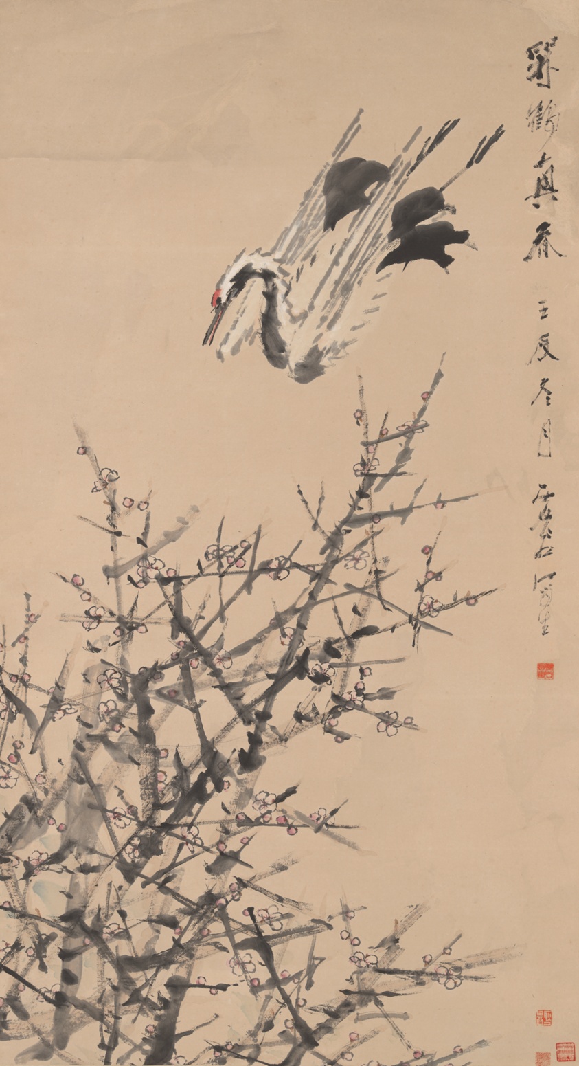 Plum Blossoms, Crane, and Spring