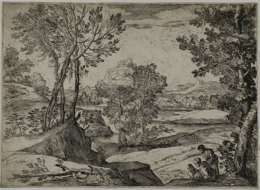 Woman, Her Child, and a Standing Man in a Landscape