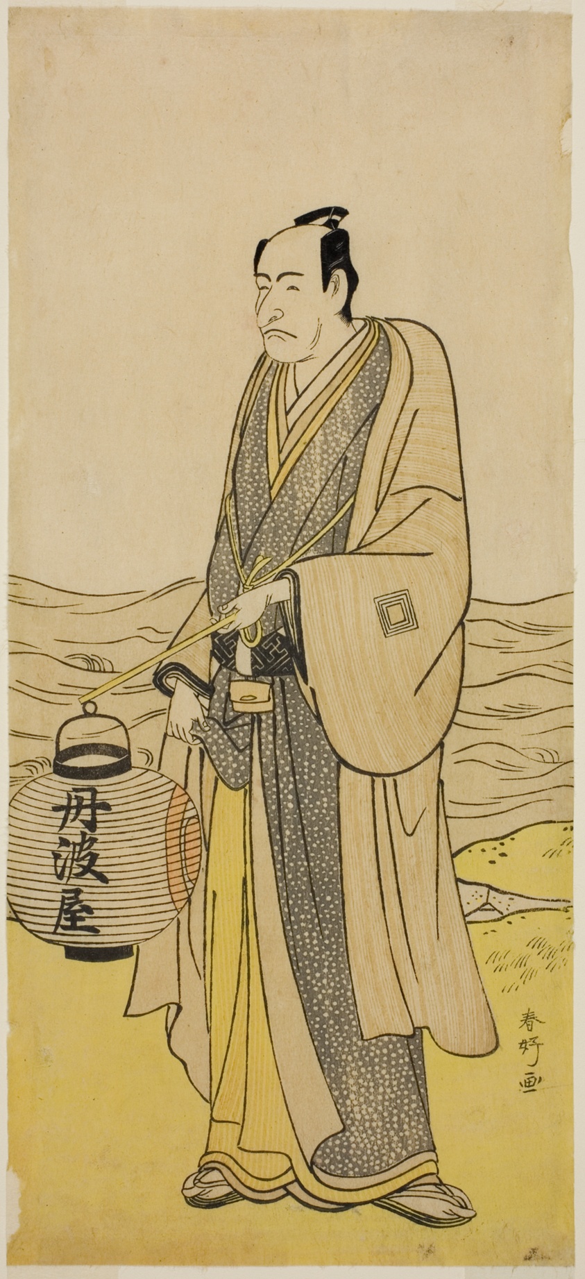 The Actor Ichikawa Danjuro V as Tambaya Suketaro in the Play On'ureshiku Zonji Soga, Performed at the Ichimura Theater in the Second Month, 1790