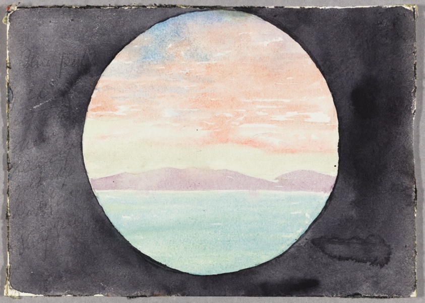 Bay of Tunis Through Porthole of Steamship Fürst Bismark, Tunisia, North Africa, Travel Sketch