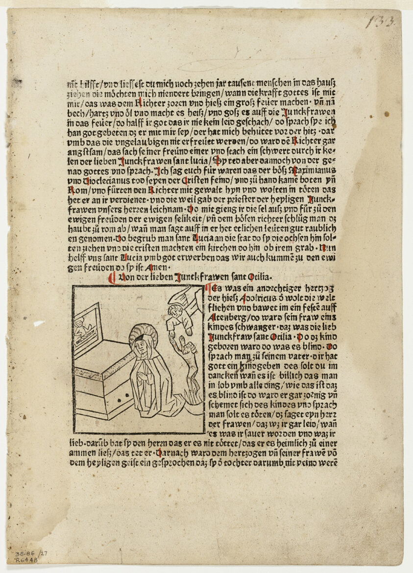 Saint Otilia from Plenarium, Plate 27 from Woodcuts from Books of the 15th Century