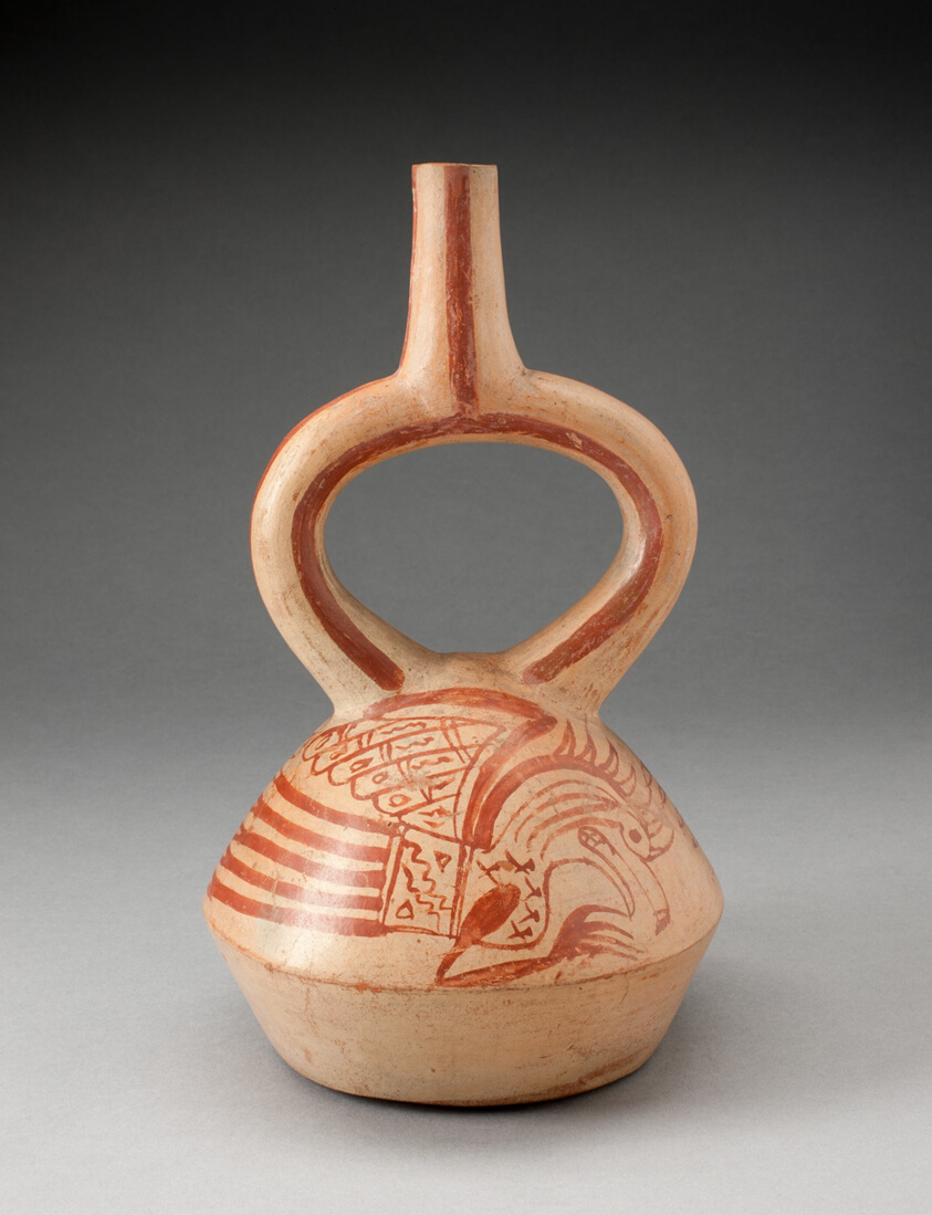 Stirrup Spout Vessel with Fineline Bird Motifs
