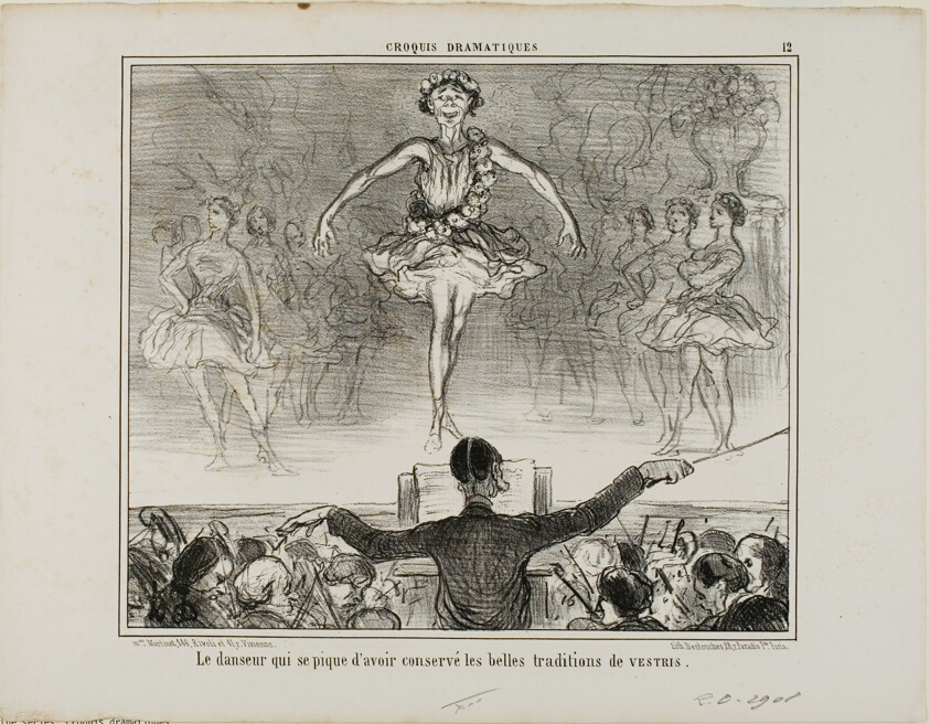 A dancer who claims to have preserved the great tradition of VESTRI, plate 12 from Croquis Dramatiques