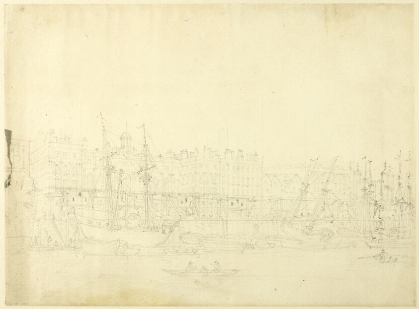 Study for Custom House, from the River Thames, from Microcosm of London
