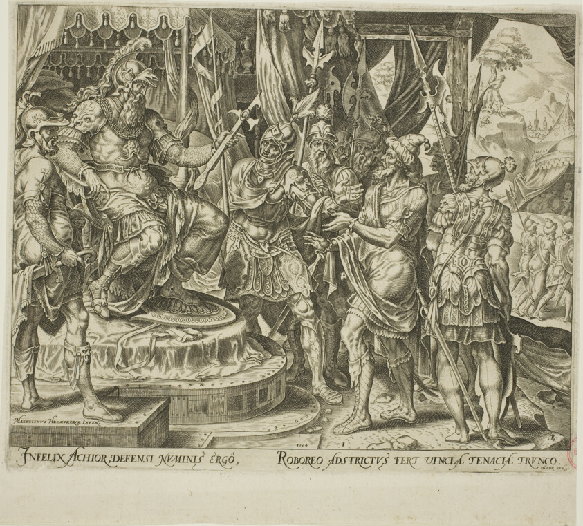 Achior Pleading with Holofernes for the Israelites, plate one from The Story of Judith and Holofernes