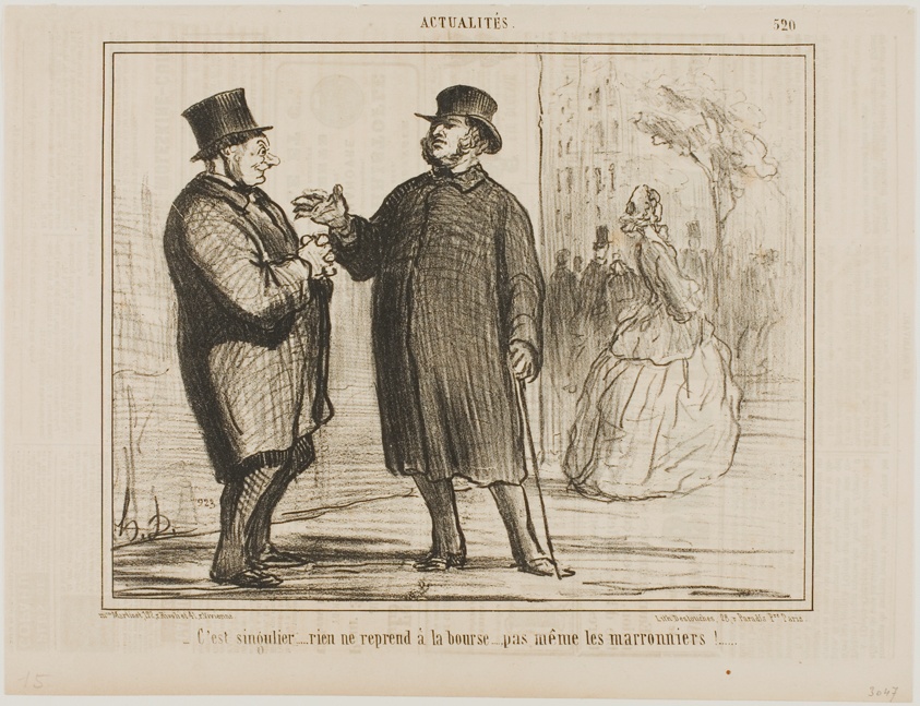 It’s strange: nothing is picking up at the stock exchange, not even the chestnut trees!, plate 520 from Actualités