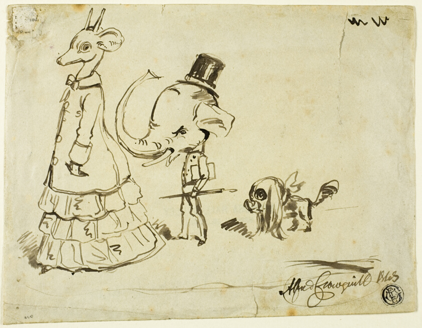 Caricature of Man, Woman and Dog