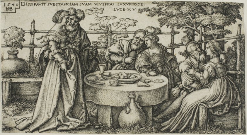 The Prodigal Son Wasting his Fortune, plate two from The History of the Prodigal Son