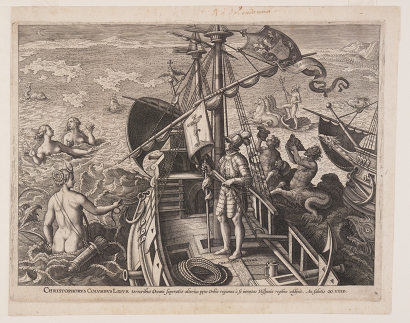 Christopher Columbus on His Ship, from Americae Retectio (The Discovery of America)