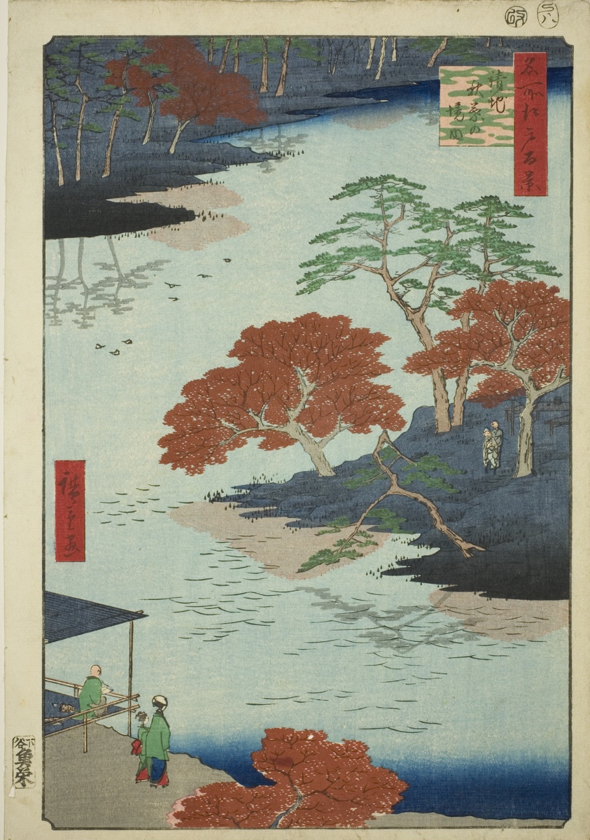 Precints of the Akiba Shrine, Ukeji (Ukeji Akiba no keidai), from the series "One Hundred Famous Views of Edo (Meisho Edo hyakkei)"