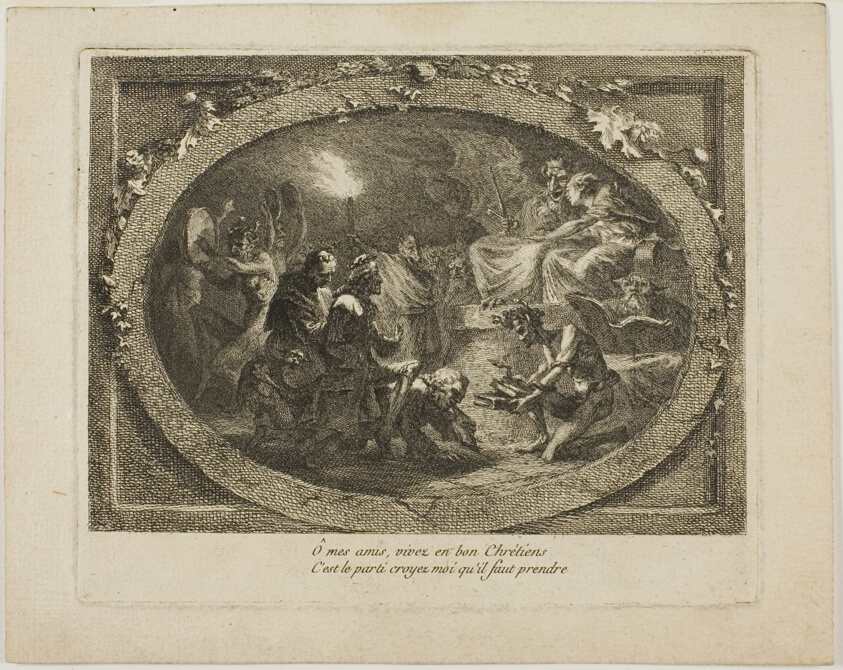 Voltaire Arriving in Hell Riding Jean-Jacques Rousseau