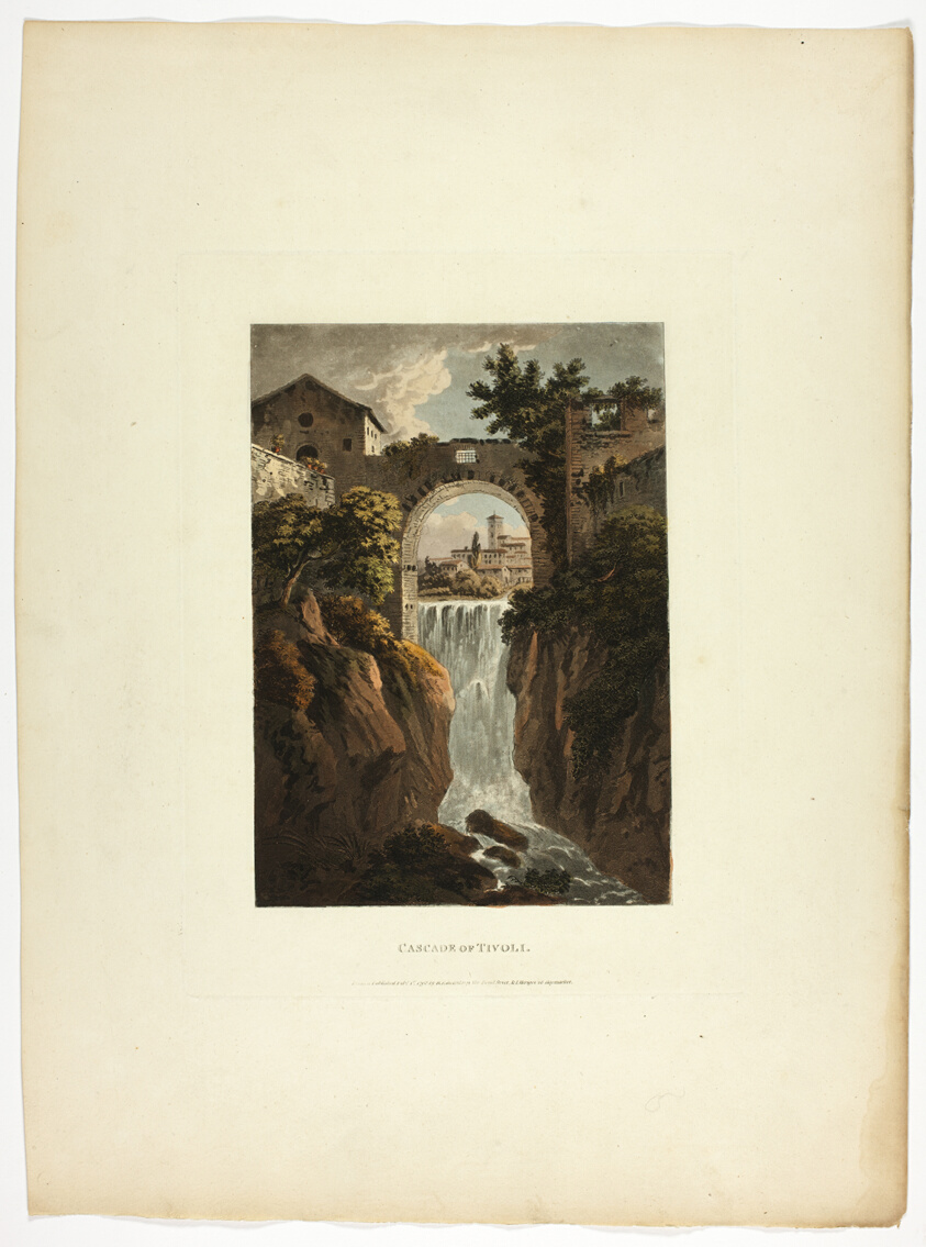 Cascade of Tivoli, plate thirty-nine from A Select Collection of Views and Ruins in Rome and its Vicinity