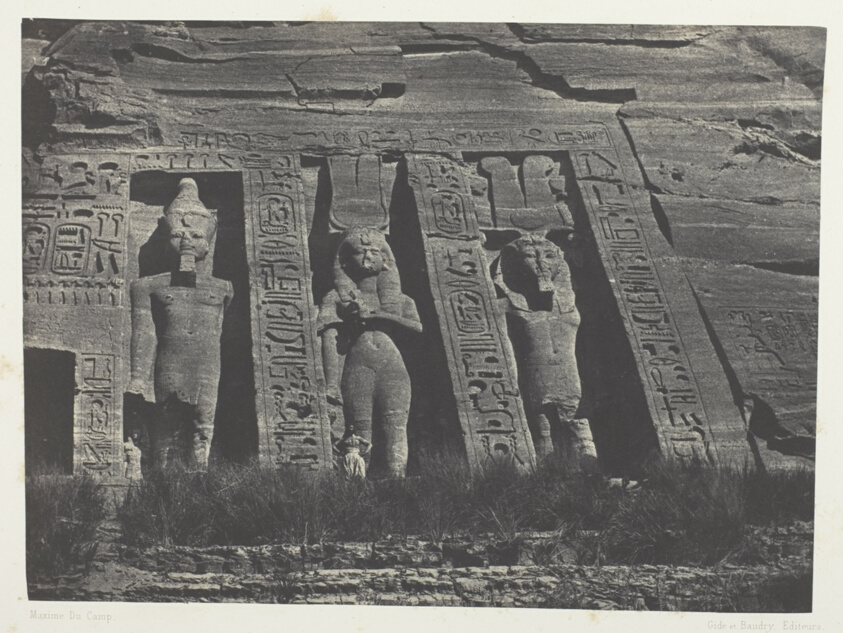 Ibsamboul, Partie Septentrionale Du Spéos D'Hathor; Nubie, plate 108 from the album "Egypte, Nubie, Palestine et Syrie" (1852)
