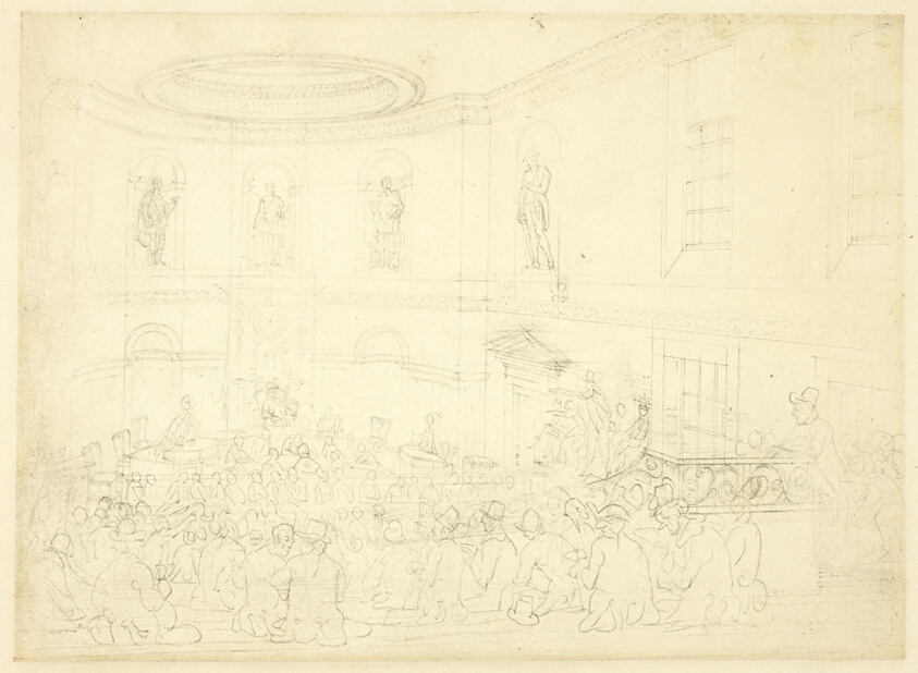 Study for India House, the Sale Room, from Microcosm of London
