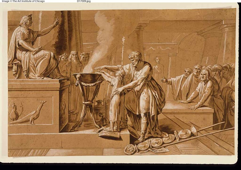 Child Taking Oath before Classic Pyre (recto); Male Academic Nude (verso)