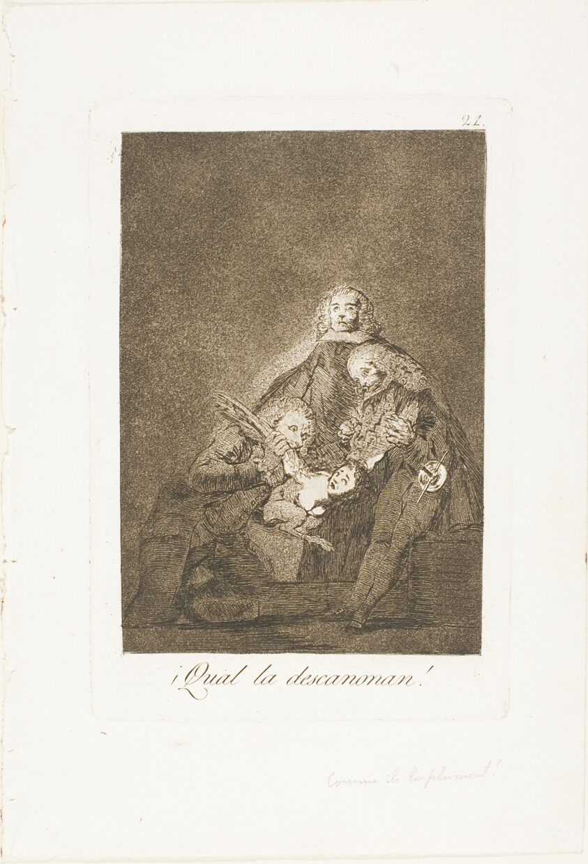 How they Pluck Her, plate 21 from Los Caprichos