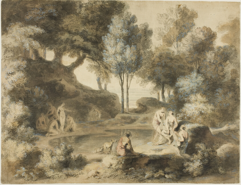 Women Bathing in Pond