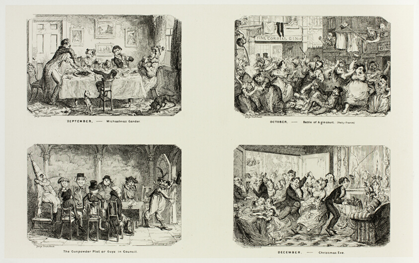 September – Michaelmas Gander from George Cruikshank's Steel Etchings to The Comic Almanacks: 1835-1853 (top left)