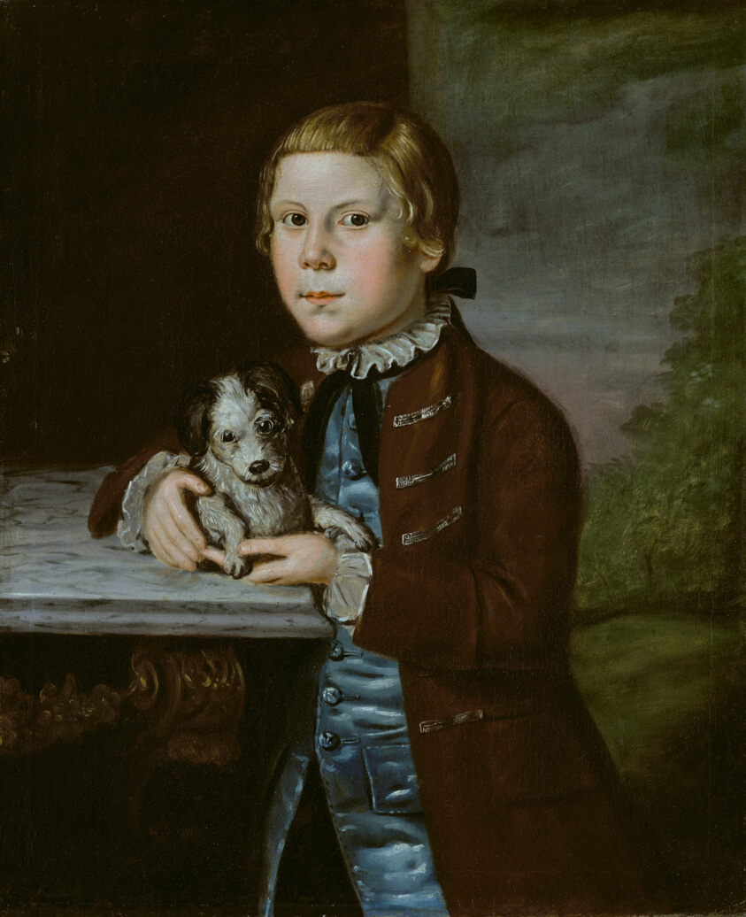 Boy of Hallett Family with Dog