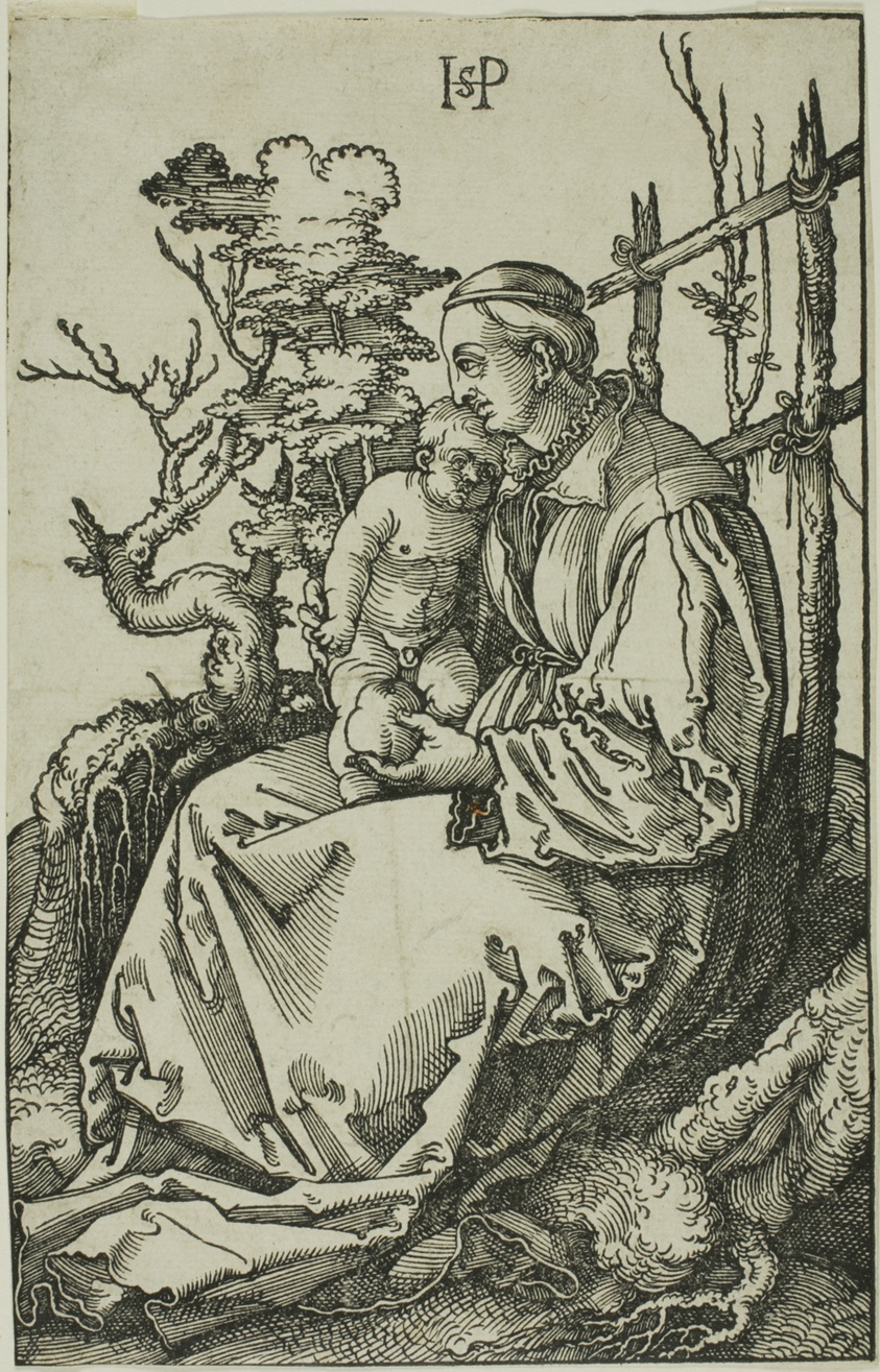 The Virgin with the Pear and Child on the Bank