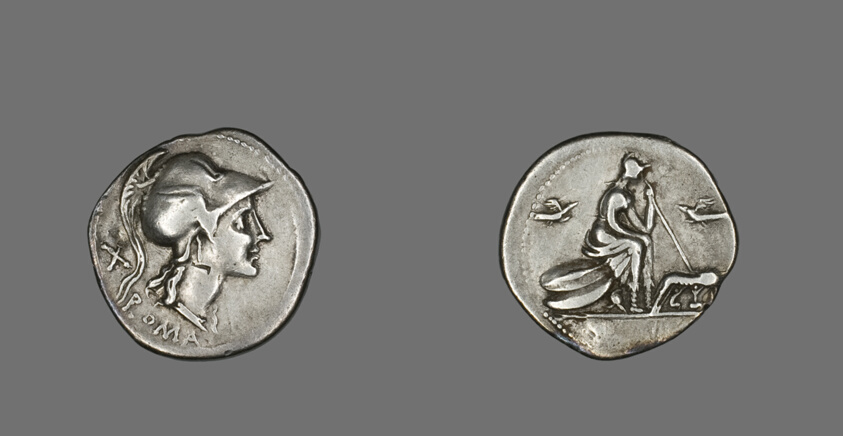 Denarius (Coin) Depicting the Goddess Roma