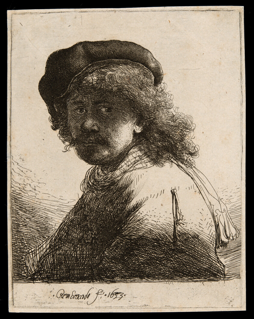 Self-Portrait in a Cap and Scarf with the Face Dark: Bust