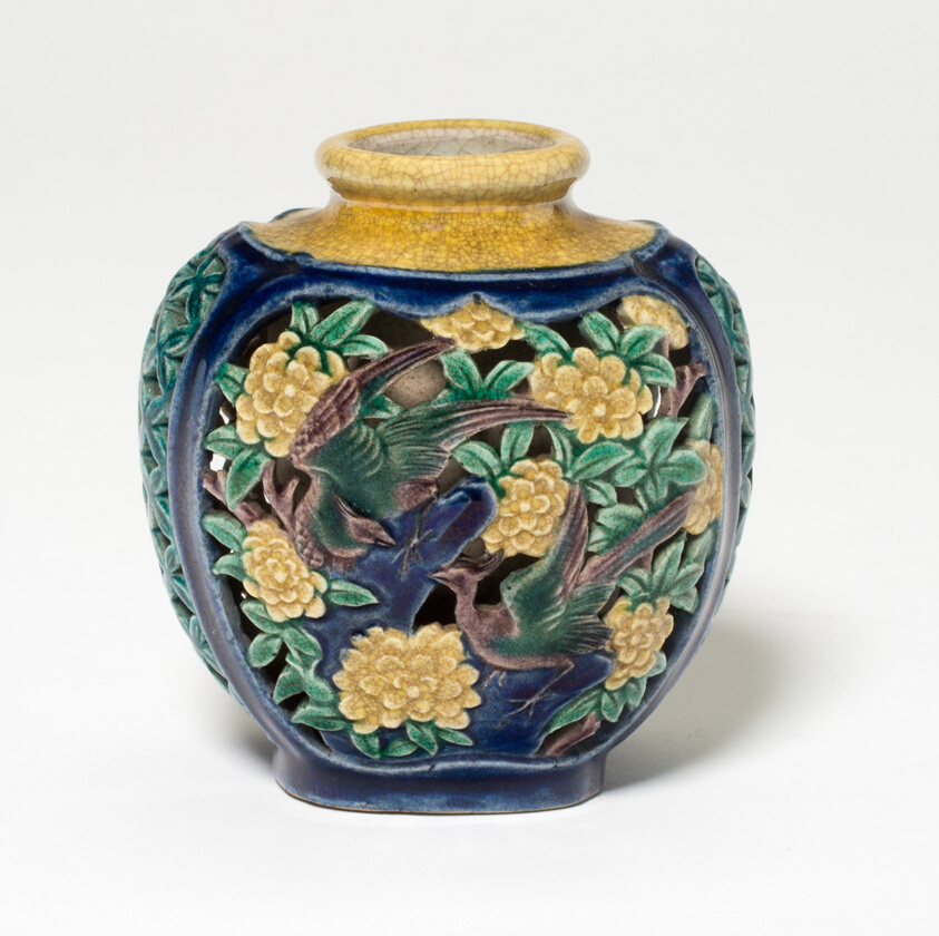 Miniature Openwork Bottle with Birds and Peonies