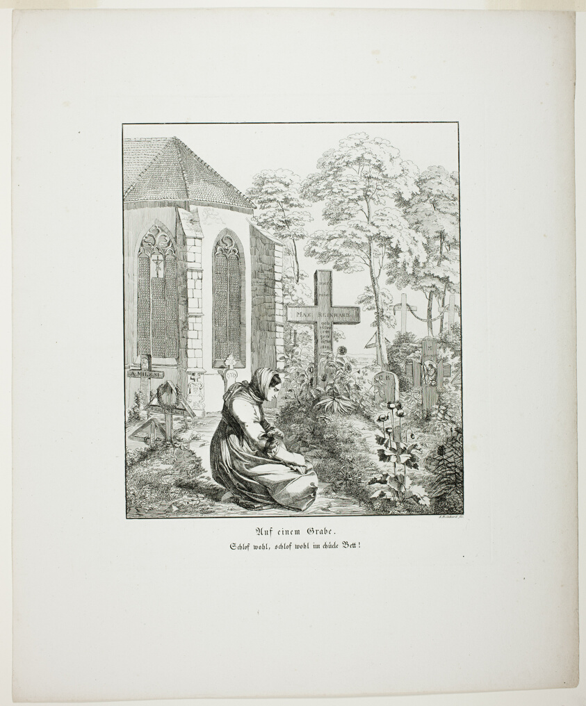 On a Grave, plate nine from Zehn Blätter zu Hebels Alemannischen Gedichten