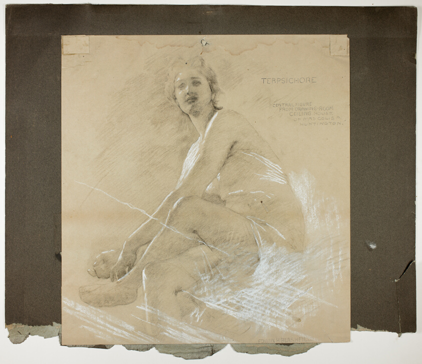Terpsichore (recto), and Dancing Female Figure (verso), Mural Studies for Drawing Room Ceiling, Residence of Collis P. Huntington, now Yale University Art Gallery