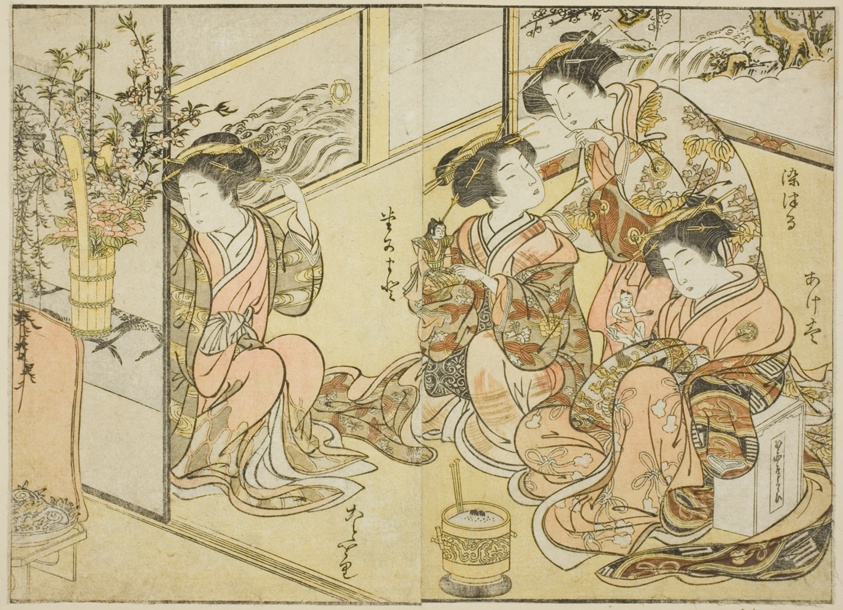 Courtesans of the Matsuneya, from the book "Mirror of Beautiful Women of the Pleasure Quarters (Seiro bijin awase sugata kagami)," vol. 1
