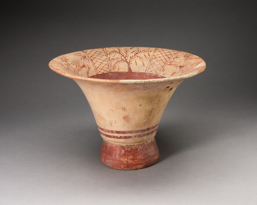 Flaring Bowl Depicting a Deer Hunting Scene on Inner Rim