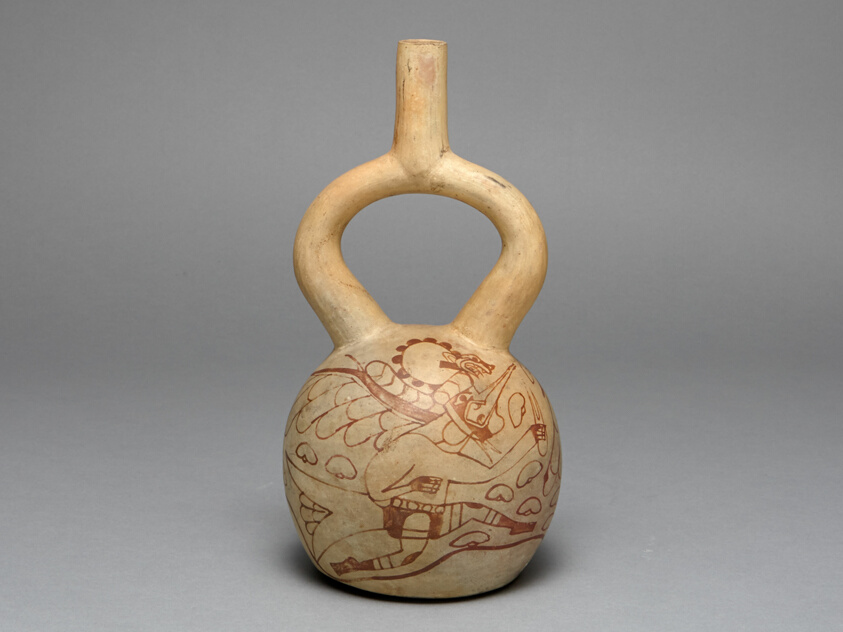 Stirrup Spout Vessel Depicting Costumed Runners
