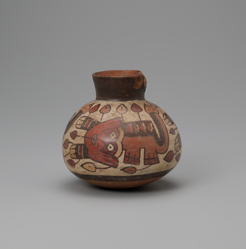 Jar Depicting a Feline with Vegetal Motifs Emerging from its Body