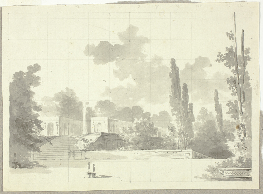 View of the Park at Versailles: Stairway to Terrace with Temple and Column