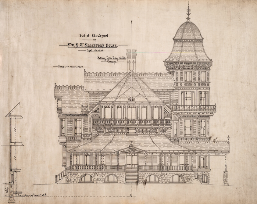 House for Mr. S.W. Allerton, Lake Geneva, Wisconsin: South Elevation