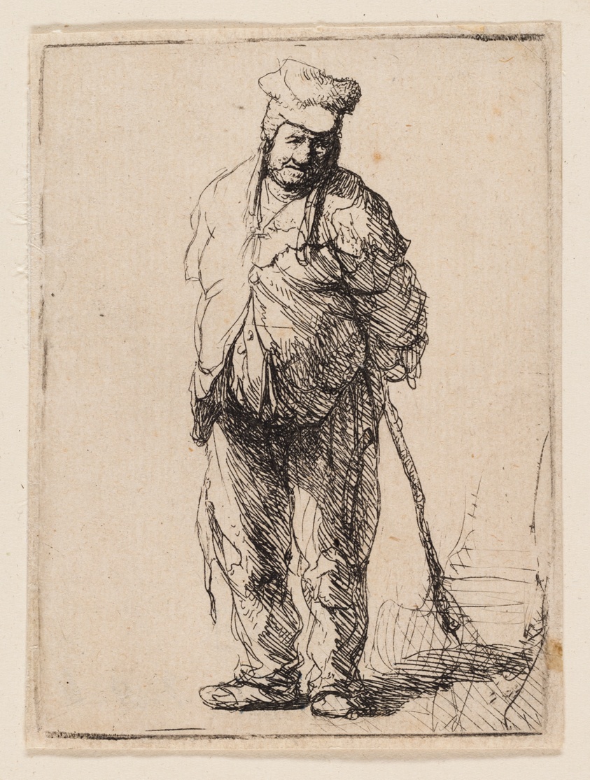 Ragged Peasant with His Hands behind Him, Holding a Stick