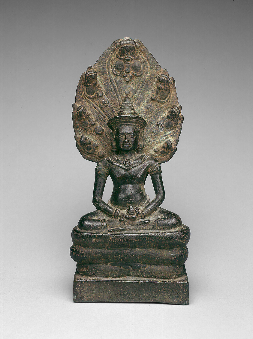 Crowned Buddha on a Multi-Headed Serpent (<em>Naga</em>)