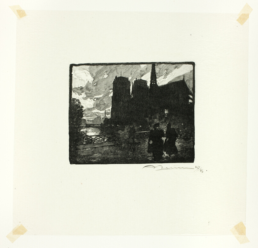 Notre-Dame, Evening, plate eight from Le Long de la Seine et des Boulevards
