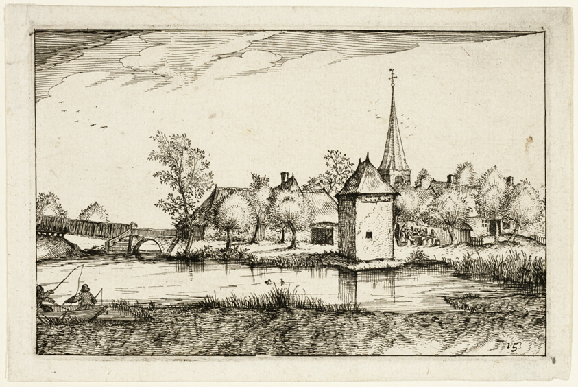 Pond and a Village, plate fifteen after Pictures of Farms, Country Houses and Rustic Villages (Praediorum villarum et rusticarum casularum icones)